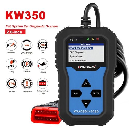 Konnwei Kw350 V007 Volkswagen Audi Testeur De Diagnostic Automobile Testeur Scanner Instrument De Diagnostic Automobile