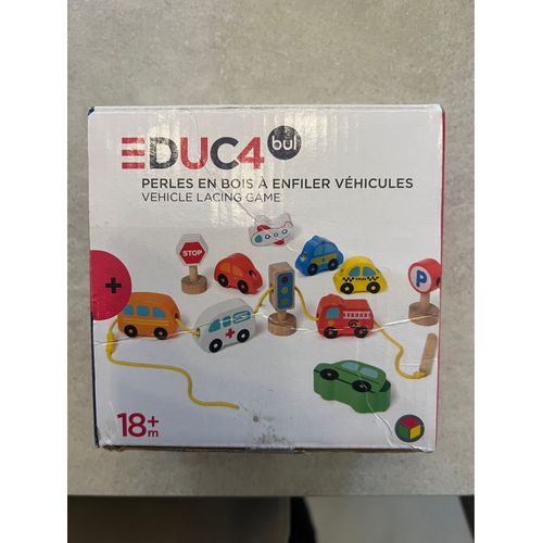 Jeu De Perles En Bois À Enfiler Représentant Des Véhicules. Oxybul Collection Educ4 Nul Pour Enfants De 18 Mois Et +