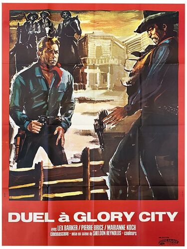 Duel À Glory City (L'enfer Du Manitoba /Die Holle Von Manitoba) -Véritable Affiche De Cinéma Pliée - Format 120x160 Cm-De Sheldon Reynolds Avec Lex Barker, Pierre Brice, Marianne Koch -Western- 1965 #