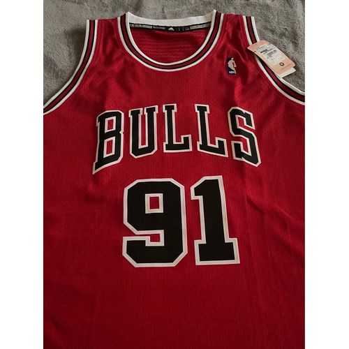 Maillot Des Bulls Chicago #91 Rodman L Rouge Asidas 