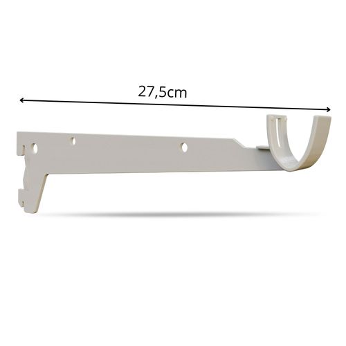 Support de tringle pour penderie crémaillère simple et double l.27,5 x P.25,0 x Ep.2,5 cm - Console en acier - Blanc - Equerre de support - Kovvn