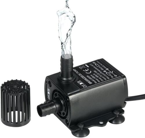 Pompe De Fontaine Ultra-Silencieuse Dc12v 10w 400l/H Ascenseur 400cm Mini Pompe À Eau Brushless 5.5*2.1mm Femelle Pompe De Fontaine Submersible Avec Fonction De Réglage Du Débit