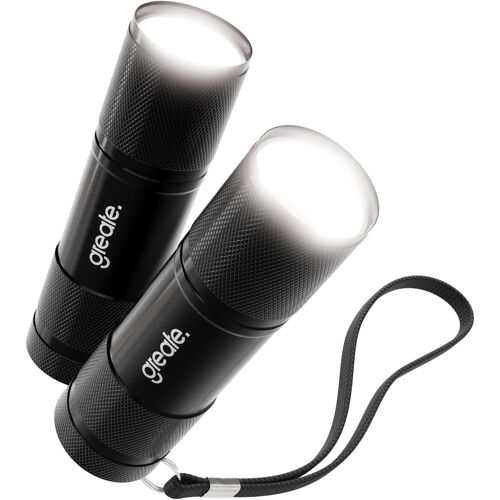 Greate 2x Mini Led Flashlight Small And Powerful For Handbag Including Batteries - Children's Torch In Aluminium Battery Operated With 175 Lumens - Mini Torch For Kids And Adults