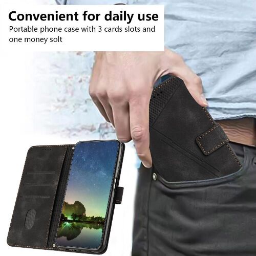 Compatible Avec L'étui Portefeuille Samsung M51/F62/M62 Couverture Antichoc Insertion De Carte Cuir Pu Protection Complète Boucle Latérale - Noir