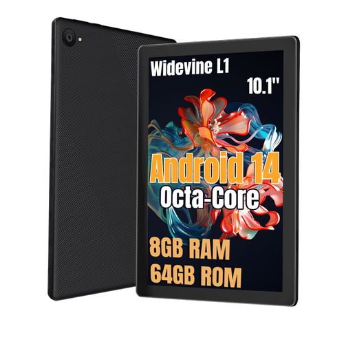 Tablette 10 Pouces Android 14, Octa-Core 8GB RAM +64GB ROM (1TB TF), Dual Camera 8MP + 5MP, 5G WiFi, Bluetooth, 5000mAh Type C (Noir)
