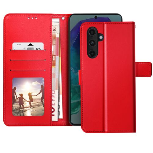 Étui pour Samsung M55 Design Vintage Clapet Portefeuille Support Vidéo Rouge