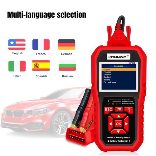 Konnwei Kw880 Outils De Diagnostic Automobile & Testeur De Batterie Automobile & Appareil De Comparaison De Batterie Automobile 3 En 1