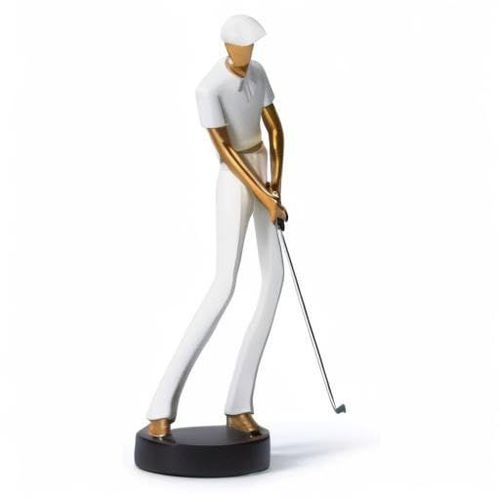 Golfeur Figurine Statue Golf Arts Décor Moderne Cadeau Sculpture Maison Décoration Résine Blanc 24cm