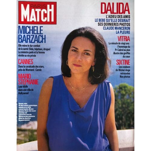 Paris Match 1982 1987 Barzach/Adieu Dalida/40 Eme Festival De Cannes Anthony Delon/Chantal Goya/Karen Cheryl/Stephanie De Monaco
