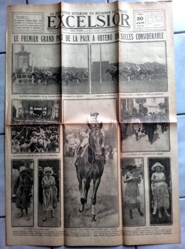 14-18 : Vieux Journal "L'excelsior" Du 30 Juin 1919 (Hippisme, Grand Prix De La Paix, Olympiades Pershing...)