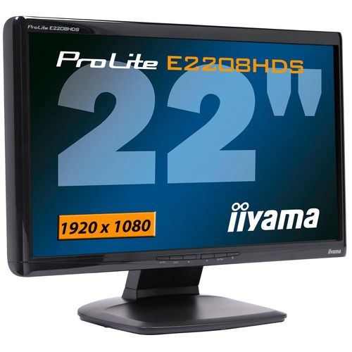 iiyama ProLite E2208HDS-2 - Écran LCD - 22" - 1920 x 1080 Full HD (1080p) - TN - 300 cd/m² - 1000:1 - 2 ms - DVI-D, VGA - haut-parleurs - noir