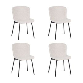 Lot De 4 Riya Chaise Contemporaine Avec Revêtement En Tissu Bouclé-Blanc