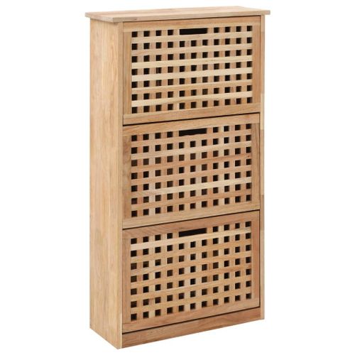 Vidaxl Armoire À Chaussures 55x20x104 Cm Bois De Noyer Massif