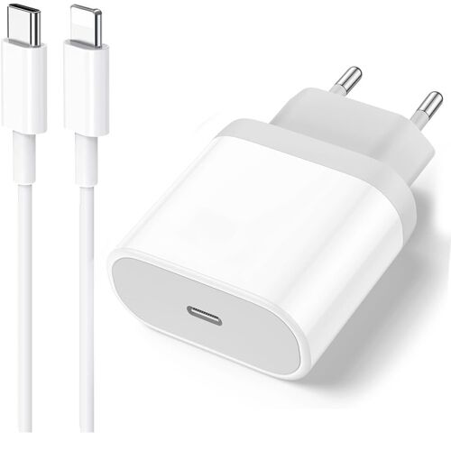 Chargeur Rapide iPhone 14 - 14 PLUS - 14 PRO - 14 PRO MAX - 20W + Câble 1 mètre USB C Lightning compatible - Straße Tech ®