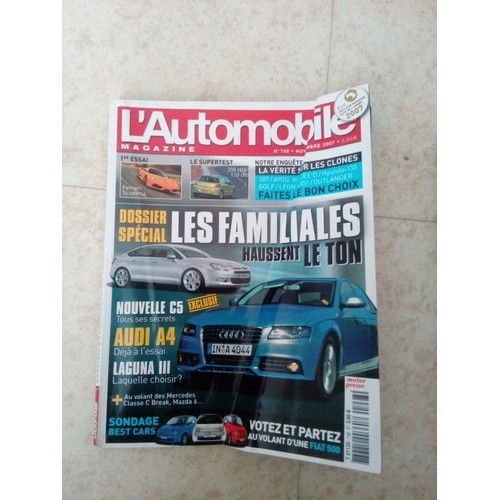 L'automobile Magazine 738 De 2007 Laguna Coupe Concept,Mazda6 2.0 Mzr Cd,Mercedes C220 Cdi Auto Break,Laguna Gamme,Audi A4 Gt Tfsi,Mazda2 1.3 Mzr,Toyota Yaris 1.3 Vvti Pack,Tiguan 2.0 Tdi 140,Ferrari