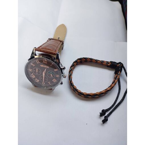 Montre Homme Geneva En Métal Doré - Mouvement Quartz, Pile Neuve, Très Bon état (No Reserve)