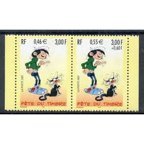 Fête Du Timbre : Gaston Lagaffe Bande Derssinée La Paire Se Tenant 3371a Année 2001 N° 3370 3371 Yvert Et Tellier Luxe