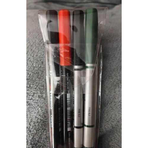 Lot 4 Feutres Retroprojection Couleurs Noir, Rouge, Bleu, Vert, Encre Soluble Pointe Fine Stabilo Ohpen Universal