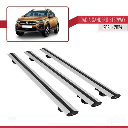 Barres De Toit - Dacia - Sandero Stepway 2021 - Basic Modèle - 3 Pièces - Aluminium - Gris