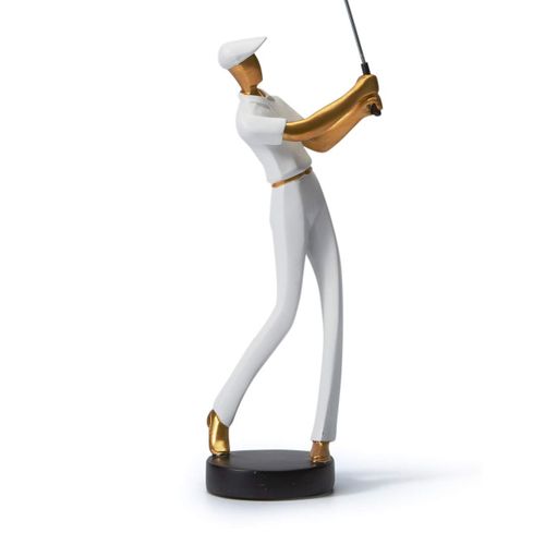 Golfeur Figurine Statue Golf Arts Décor Moderne Cadeau Sculpture Maison Décoration Résine Blanc 24cm