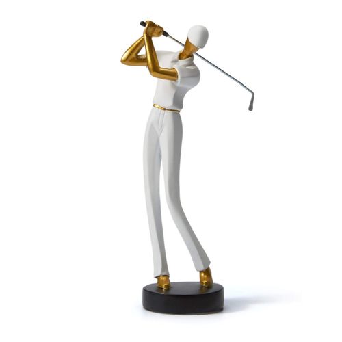 Golfeur Figurine Statue Golf Arts Décor Moderne Cadeau Sculpture Maison Décoration Résine Blanc 24cm