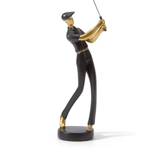 Golfeur Figurine Statue Golf Arts Décor Moderne Cadeau Sculpture Maison Décoration Résine Noir 24cm