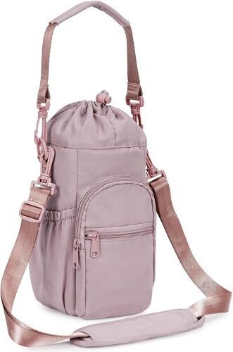 Porte Bouteille Isotherme Sac Gourde Avec Bandoulière - Sac Bouteille D'eau Pour La Randonnée À Pied - Rose