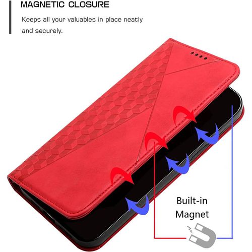 Kalanka-Coque Pour Huawei Mate 20 Lite, Premium Flip Housse Étui Protection Rabat Clapet Portefeuille Phone Cover Magnétique [Porte Cartes] Antichoc Béquille Cover (Rouge)