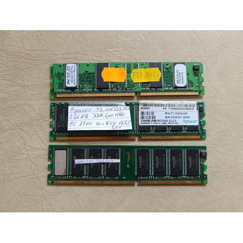 Lot de 3 barrettes 3x256MB de RAM DDR400 CL2.5
