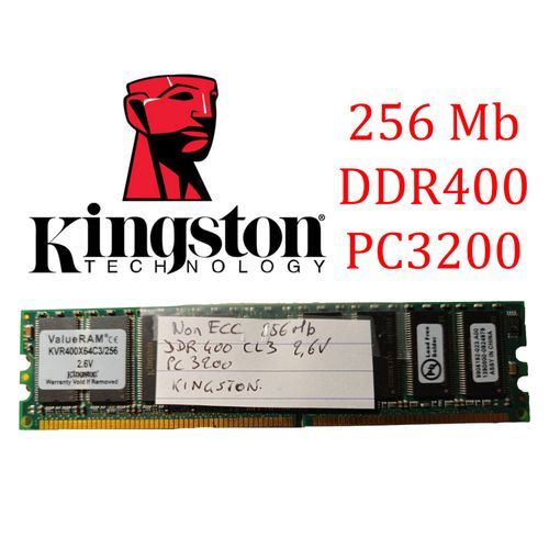 barrette 256Mb de RAM DDR400 PC3200 CL3 Non ECC KINGSTON 2.6V KVR400X64C3/256