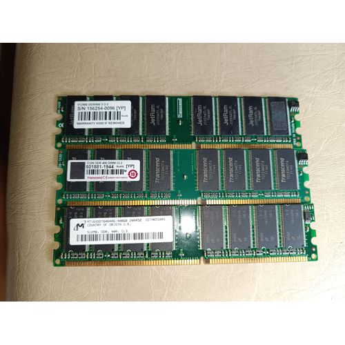 Lot de 3 barrettes de RAM DDR 400 3x 512 Mb DIMM CL3 plusieur marques