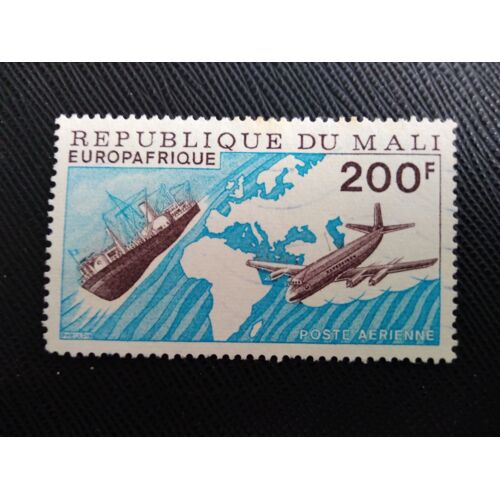 Timbre Mali Yt Pa 285 Cargo Et Vickers Viscount 800 Sur Une Carte D'europe 1976 (020309 )