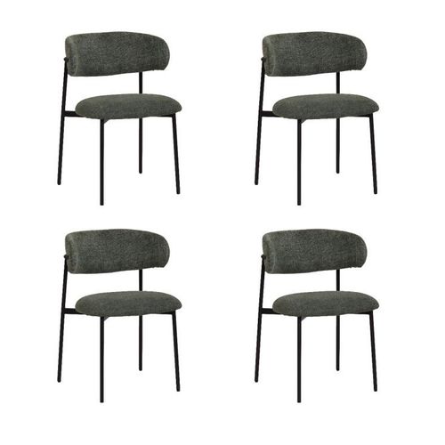 Lot De 4 Kelly Chaise De Salle À Manger Minimaliste En Velours Côtelé- Vert