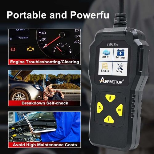 V200pro Instrument De Diagnostic De Panne Automobile Testeur De Moteur Scanner Lecteur De Carte Elm327 Test De Batterie Obd2