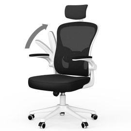 Chaise Bureau Ergonomique, Appuie-Tête Et Accoudoir Réglables, Maille Respirante, Support Lombaire Réglable, Blanc