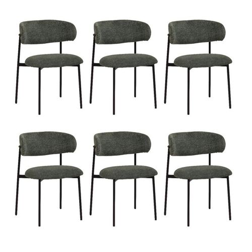 Lot De 6 Kelly Chaise De Salle À Manger Minimaliste En Velours Côtelé- Vert