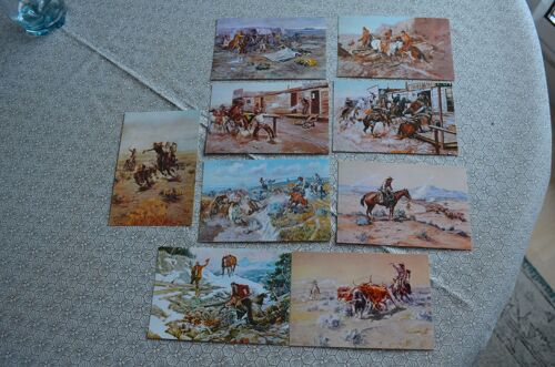 Lot De 9 Cartes Postales Reproductions Des Peintures De Carles Russel 1865-1926