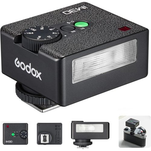 KALANKA-Godox iM30 Mini Caméra Flash, Flash de Poche Compact, 230 Flashs de Pleine Puissance, 7 Niveaux de Puissance, Conception de Griffe à Contact Unique, Compatible avec Différents Modèles Caméra