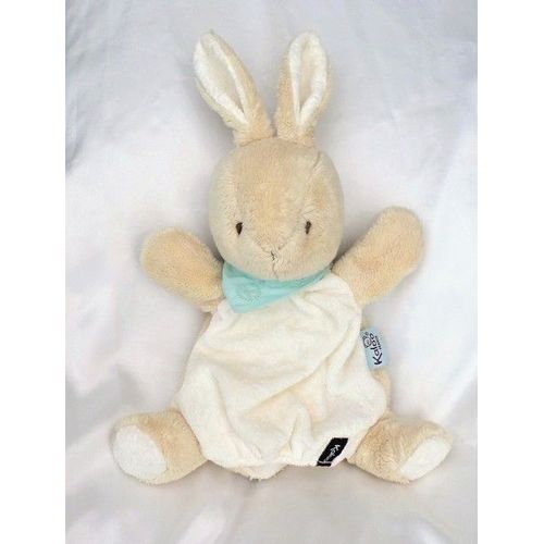 Doudou Peluche Lapin Marionnette Les Amis Praliné Beige Blanc Foulard Bleu Kaloo