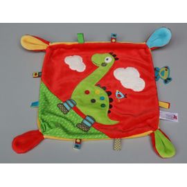 Doudou Dinosaure Dragon Plat Rouge Vert Nicotoy