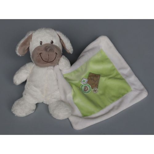 Doudou Chien Mouchoir Blanc Vert Nicotoy