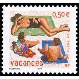 Timbre Pour Vacances : La Plage Année 2003 N° 3577 Yvert Et Tellier Luxe
