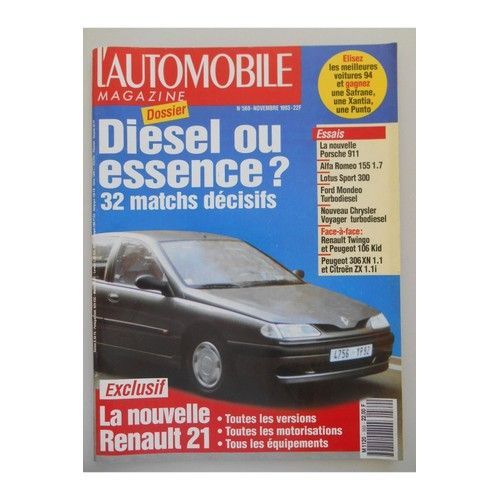 L'automobile Magazine 569 De 1993 Porsche 911 Carrera,Zx Reflex 1.1i,Peugeot 306 Xn 1.1,Ford Mondeo 1800 Td Glx,Alfa 155 Twin Spark 1.7,Lotus Esprit Sport 300,Hyundai Sonata Gls 16s,Peugeot 106 Kid,Tw
