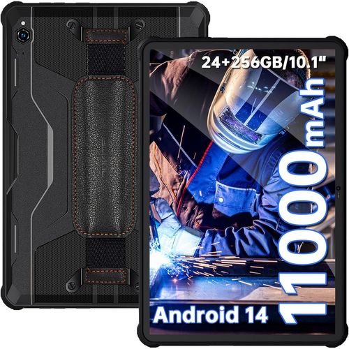 OUKITEL RT9 Tablette Incassable 24Go+256GO(TF 1To) - Android 14 Tablette PC 11000mAh Tablette Durcie, 10.1'' IP68 16MP/Double SIM 4G/WiFi 5G/OTG/GPS, Noir