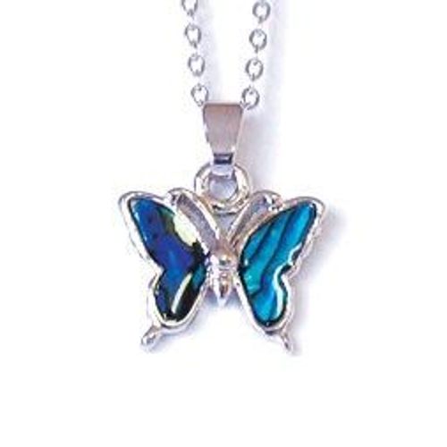 Pendentifs Chaîne "Papillon" Nacre Naturelle Bleue