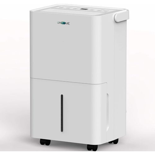 GUES-Déshumidificateur Électrique, 12 L/24 H, Déshumidificateur D'Ambiance 54 M³/18 M², Avec Arrêt Automatique, Capteur D'Humidité, Mode Lavage Et Filtre À Charbon Actif, Tuyau D'Arrosage