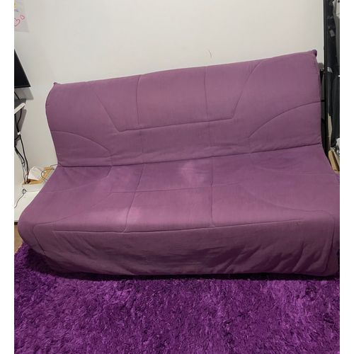 Canapé Lit Banquette Bz/ Clic-Clac Violet 190x160cm Pratique Et Fonctionnelle, La Banquette Est Déhoussable. Le Matelas En Mousse Hr 35 De 13 Cm Est En Parfait État.