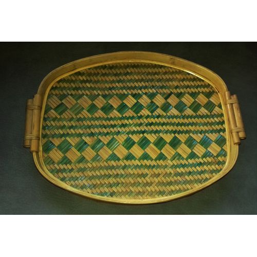 Plateau En Rotin Et Bambou 30 X 40 X 3,5 Cm