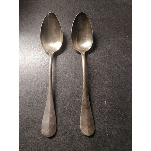 2 Grandes Cuillère À Soupe En Métal Argenté Ancienne