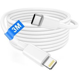 TYE-Câble USB C vers Lightning 3M [Certifié Apple MFi], Cable iPhone USB C pour iPhone 14 13 12 Pro Max/14 Plus/11/XS/X/8, Long iPhone Charge Rapide Câble Lightning USB C Fil Chargeu 3M Cable Chargeu